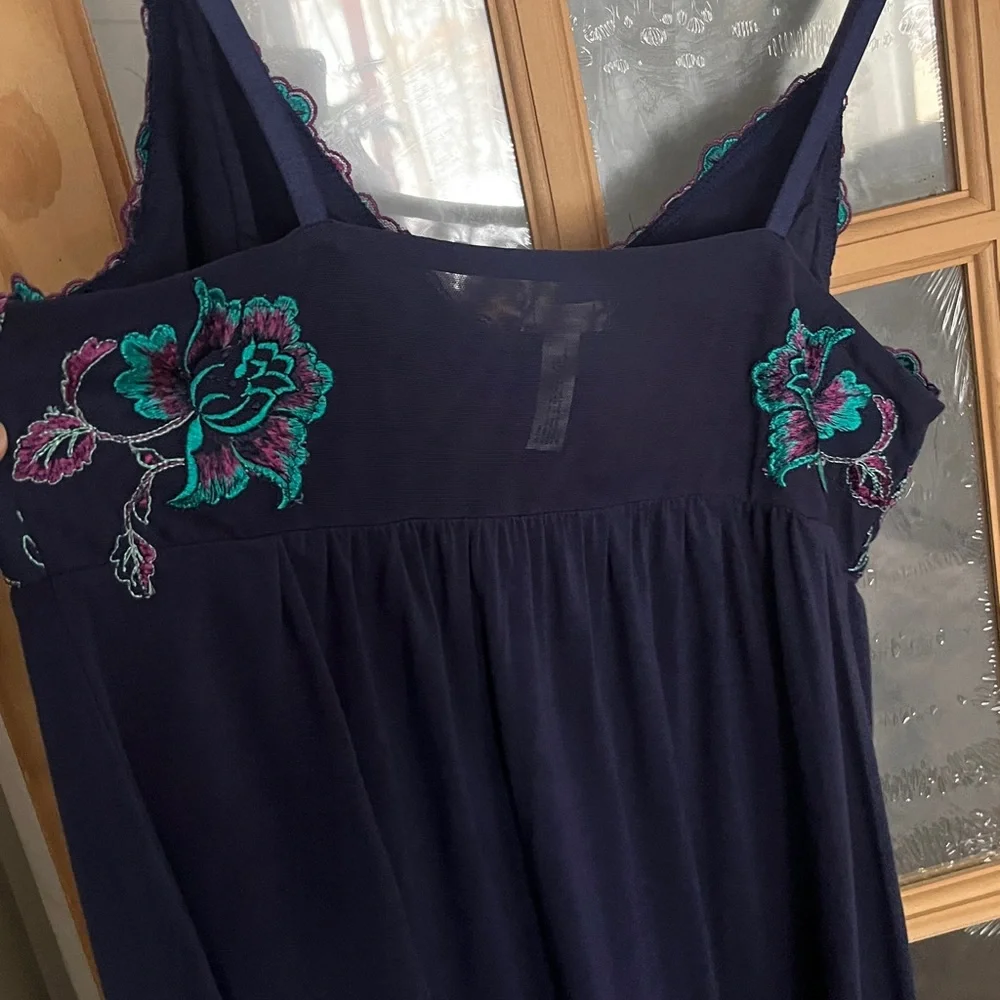 Soma Floral Embroidered Nightie Slip Dress Women's L Mesh Trim Padded Coquette - Picture 8 of 8